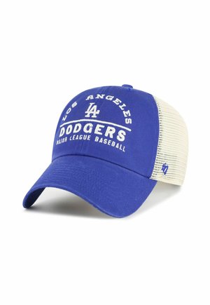 Cappellino da baseball Los Angeles Dodgers blu e bianco con retro in rete e logo della squadra ricamato con testo sul davanti.