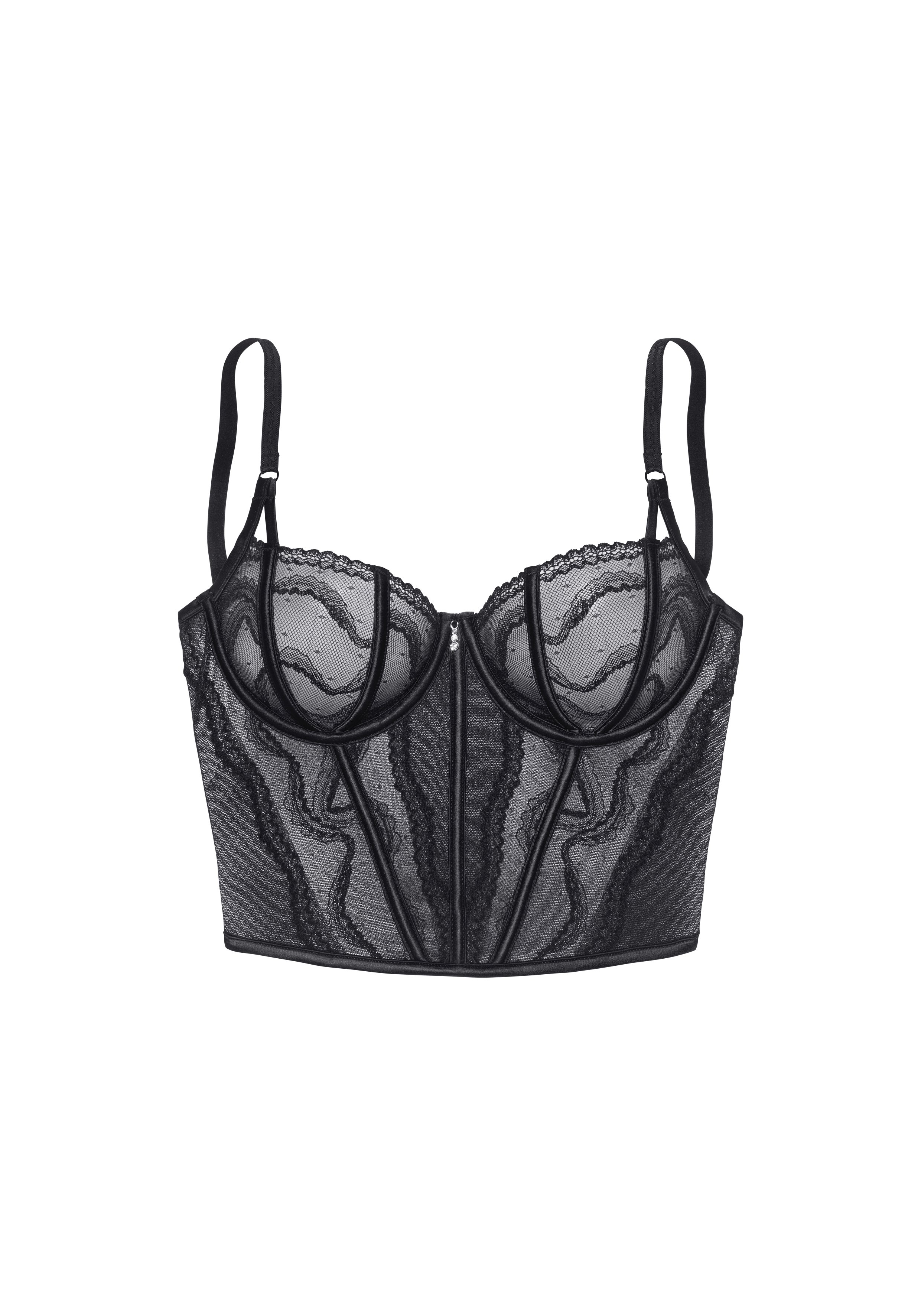 Bustier Noir Corset Soutien Gorge Bustier-court-cuir-noir-gloria