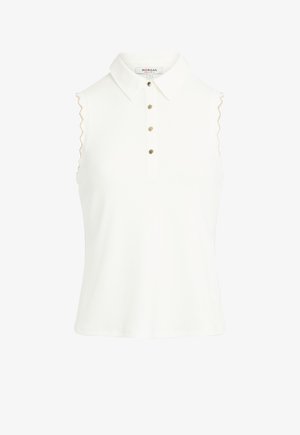 Morgan, MORGAN MORGAN SLEEVELESS TOP WITH A LAPEL COLLAR - Poloshirt - blanc