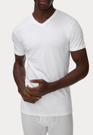 Marks & Spencer, 3PACK V-NECK - T-shirt basic - white