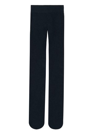 Navyblaue gerade geschnittene Hose mit glatter Textur und elastischem Bund. Keine sichtbaren Taschen oder dekorativen Akzenten.