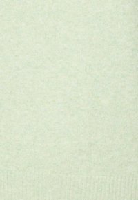 Maglione a maglia verde chiaro con una texture morbida, caratterizzato da orlo e polsini a coste e da un sottile motivo mélange su tutto il tessuto.