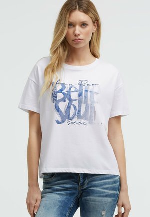 Soccx, SOCCX BOXY T-SHIRT MIT PRINT UND SCHMUCKSTEINEN - Print T-shirt - opticwhite