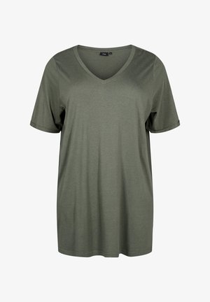 SINGLE WITH V-NECK - T-shirt basique - thyme