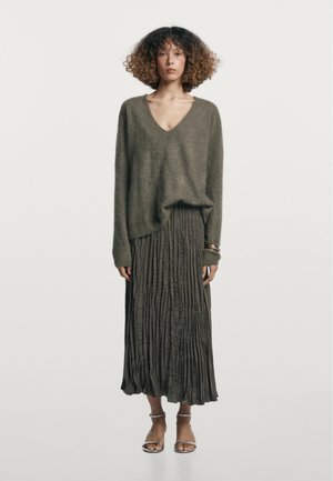 Massimo Dutti FLOWING - Jupe trapèze - dark grey