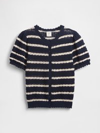 GAP X DOEN STRIPE BUTTON THROUGH - Cardigan - navy uniform