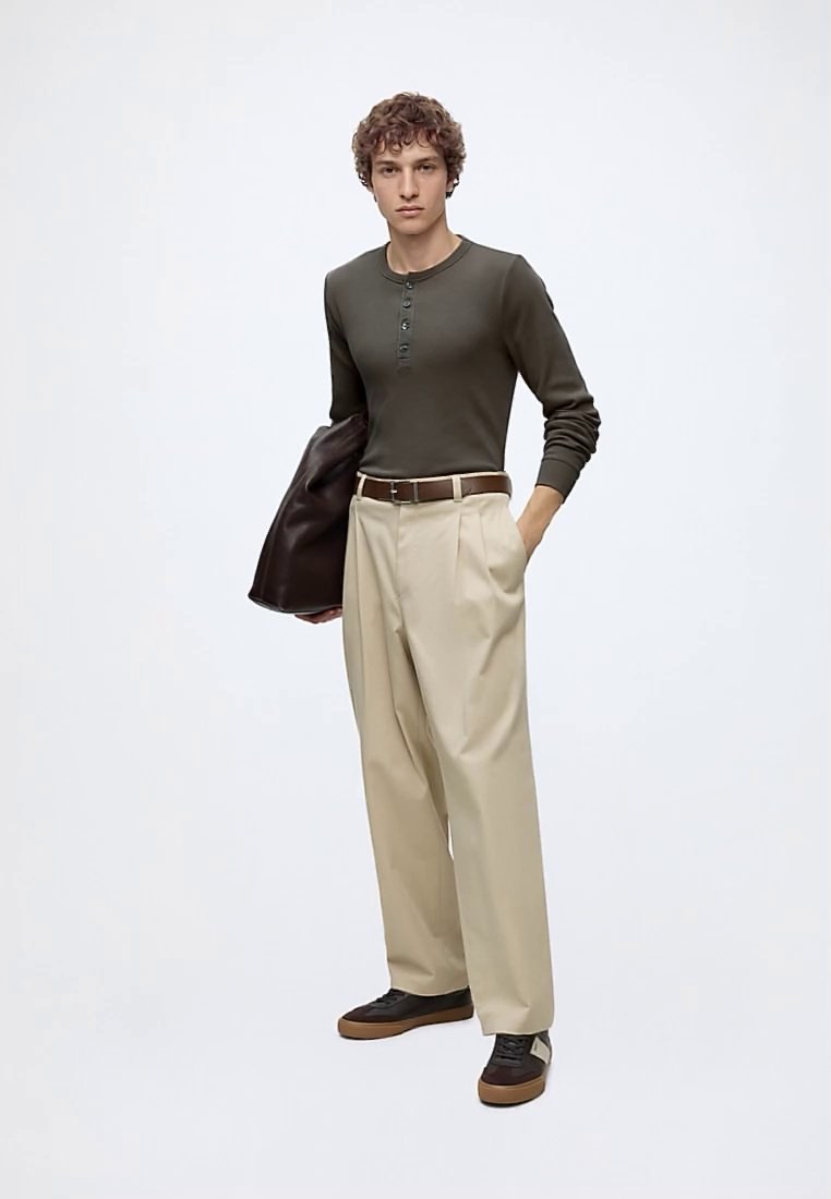 Abercrombie & Fitch SLIM HENLEY - Langarmshirt - 400/braun - Zalando.ch