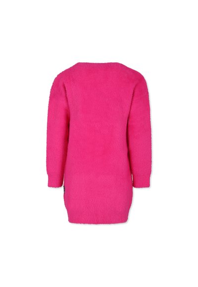 Ullnas rosa genser med lange ermer og rund hals, med myk tekstur og en løs passform.