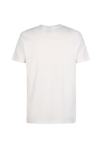 Wit katoenen T-shirt met korte mouwen, ronde hals en een zachte textuur. Geen zichtbare patronen of afbeeldingen aan de achterkant.