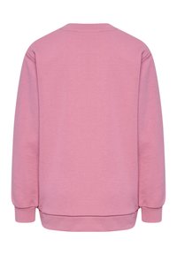 Rosa sweatshirt med rund halsringning, långa ärmar och ribbade muddar. Slät, mjuk textur med en enkel, ren design.