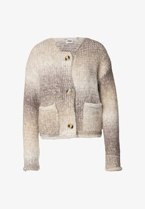 Strikket cardigan i ombre nyanser av beige og brun, med rund hals, knappelukking og to fremre lommer. Teksturert ullblanding.