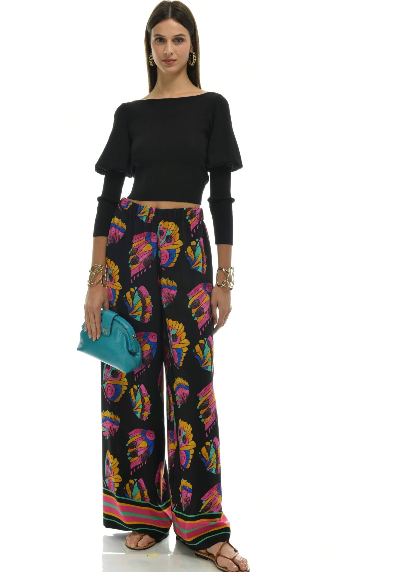 Luisa Spagnoli AMICIZIA - Pantaloni - fondo nero/multicolore - Zalando.it
