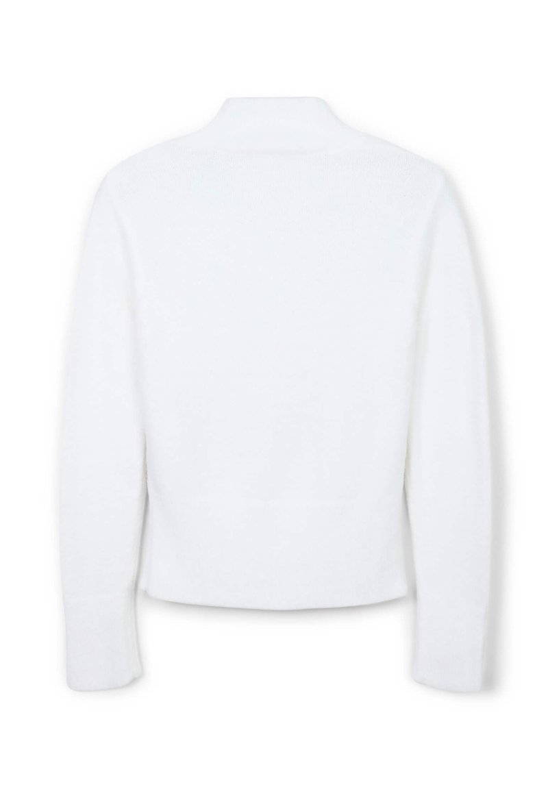 Essentials Maglione girocollo a maniche lunghe Fisherman Cable (disponibile in taglie forti), bianco, XS