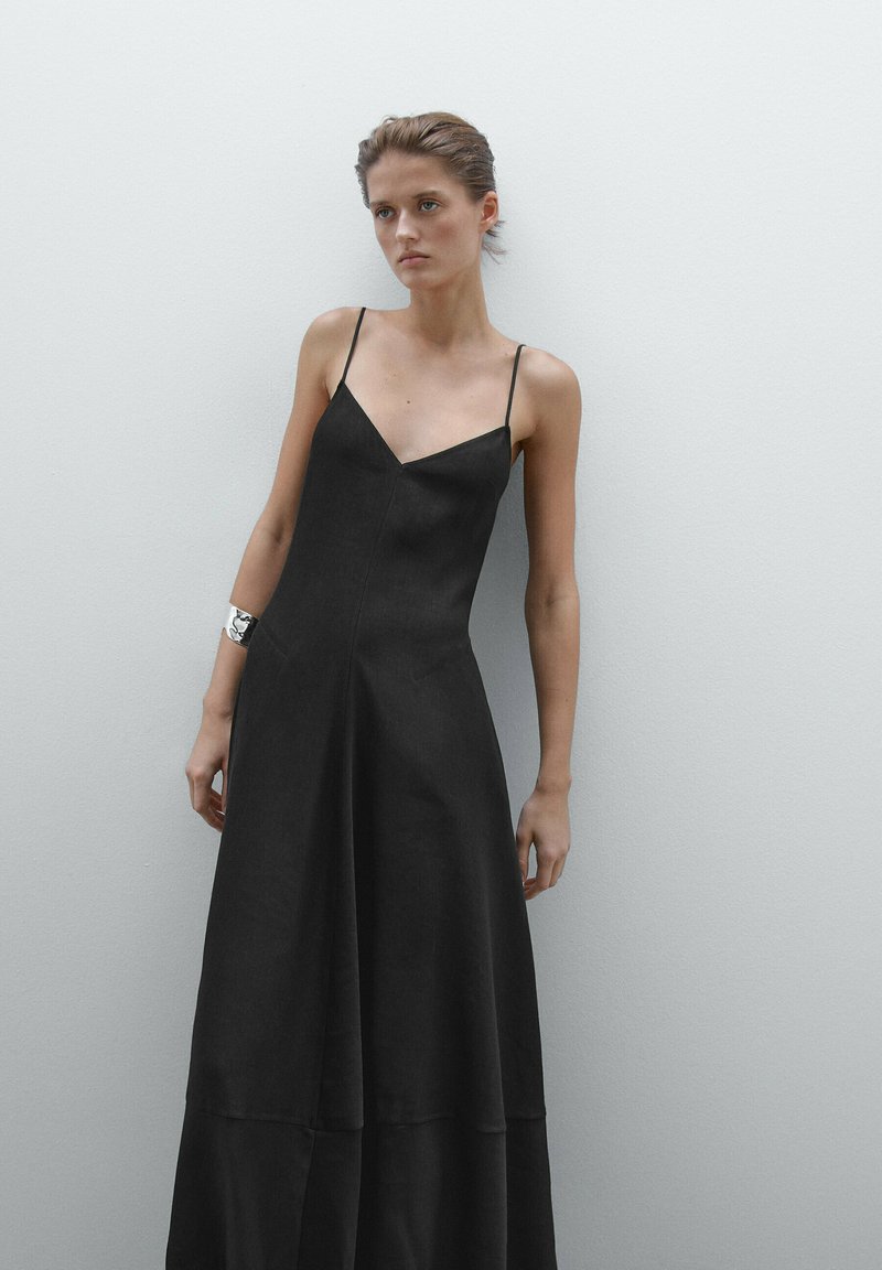 chinese dress ladies Massimo Dutti Vintage Black Maxi Dress UK 16 US 12 EU 44 IT 48