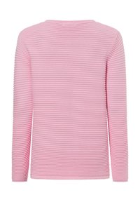 Rosa Langarmoberteil aus geripptem Stoff, mit einem strukturierten Muster und Rundhalsausschnitt, gerader Schnitt am Saum.