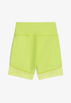 Neon grønne træningsshorts lavet af letvægtsstof. Har en tætsiddende talje, mesh-detaljer og flade sømme for komfort og bevægelighed.