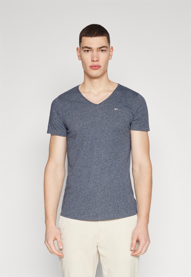 Tommy Jeans - SLIM JASPER V NECK - T-paita - dark night navy, Suurenna