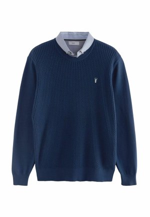 MOCK - Strickpullover - navy mini cable