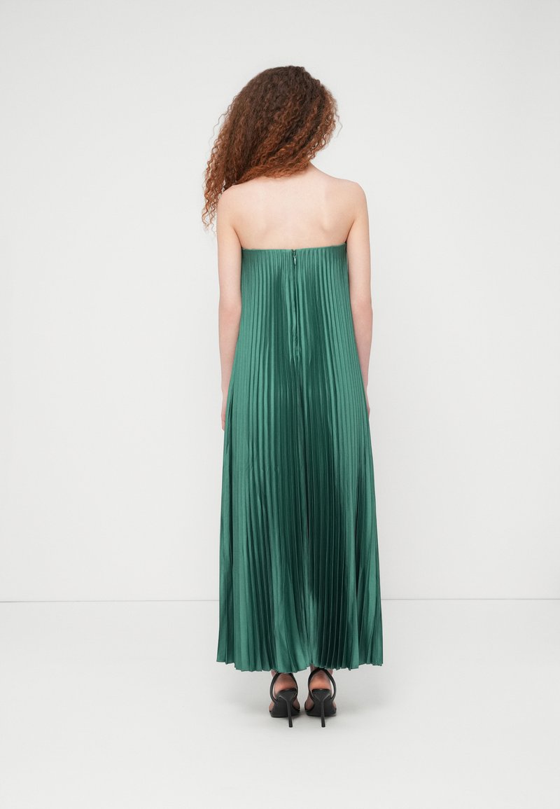 plus size emerald green satin dress LaDivine S440C Long Pleated Prom Formal Beaded Plus Size Dress main image 1