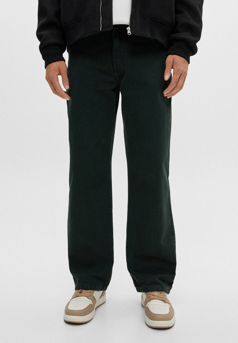 PULL&BEAR WIDE LEG Jeans Relaxed Fit mottled dark green/dunkelgrün