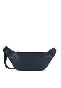 Borsa a tracolla in pelle blu navy con finitura testurizzata, chiusura con zip e tracolla regolabile. Forma ampia e sagomata con hardware minimale.