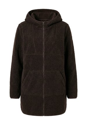 Ulla Popken, LONGLINE TEDDY FLEECE HOODED JACKET - Abrigo corto - mahogany