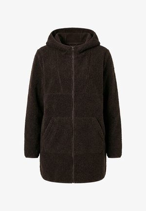Ulla Popken, LONGLINE TEDDY FLEECE HOODED JACKET - Abrigo corto - mahogany