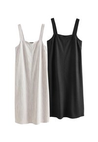 THE SET - REGULAR FIT - 2 PACK MIDI  - Kasdienė suknelė - black ecru stripe Miniatiūros vaizdas 1