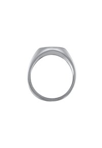 Polerat silverring med en slät, rund band och platt toppyta, med en minimalistisk design och utan utsmyckningar.