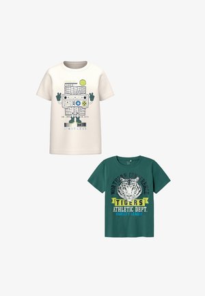 Name it, REGULAR FIT SET - T-Shirt print - weiß grun