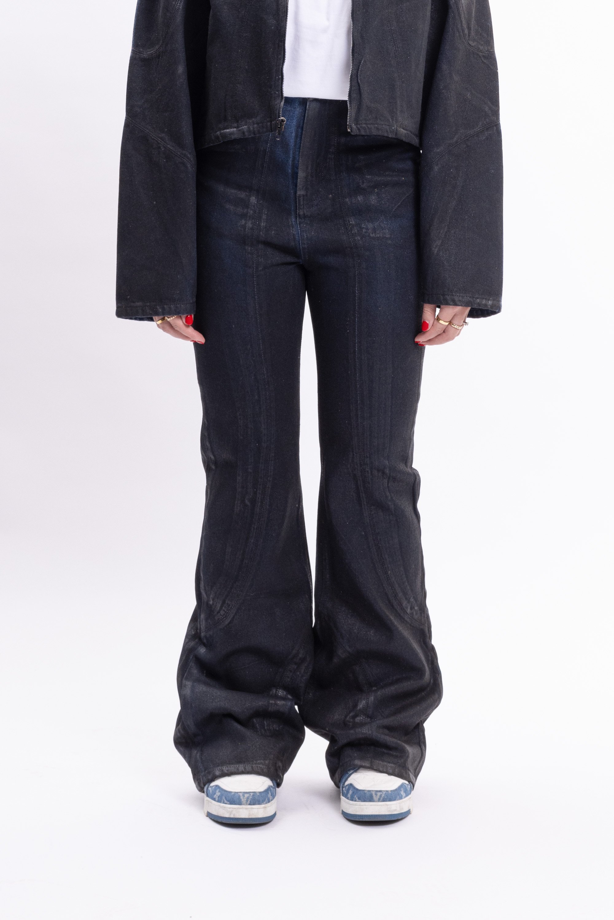 FAVELA BLACK WAXED - Flared Jeans - black - Zalando.co.uk