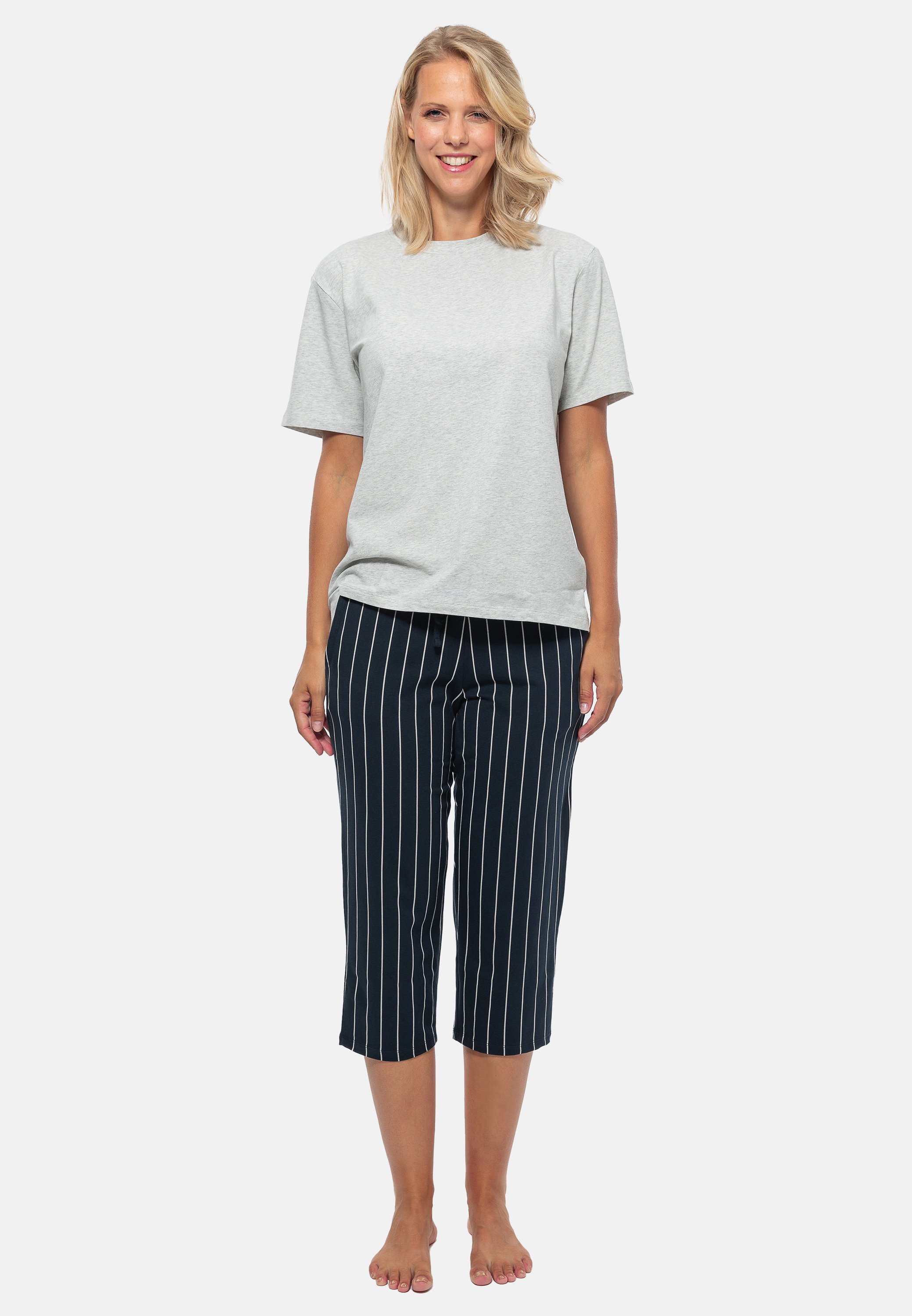 Schiesser Pigiama Lungo In Cotone Donna – Notte Confortevole Con Top Floreale E Pantaloni Tinta Unita