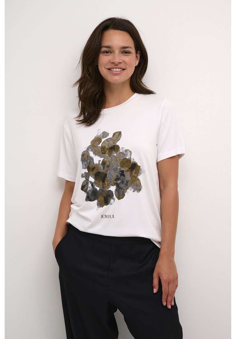 Kaffe T-shirt imprimé - optical white