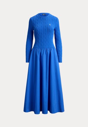CABLE-KNIT BODICE COTTON DRESS - Pulóverruha - blue