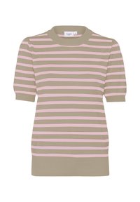 MilaSZ SS Striped Pullover - Nyomott mintás póló - plaza taupe pink stripe