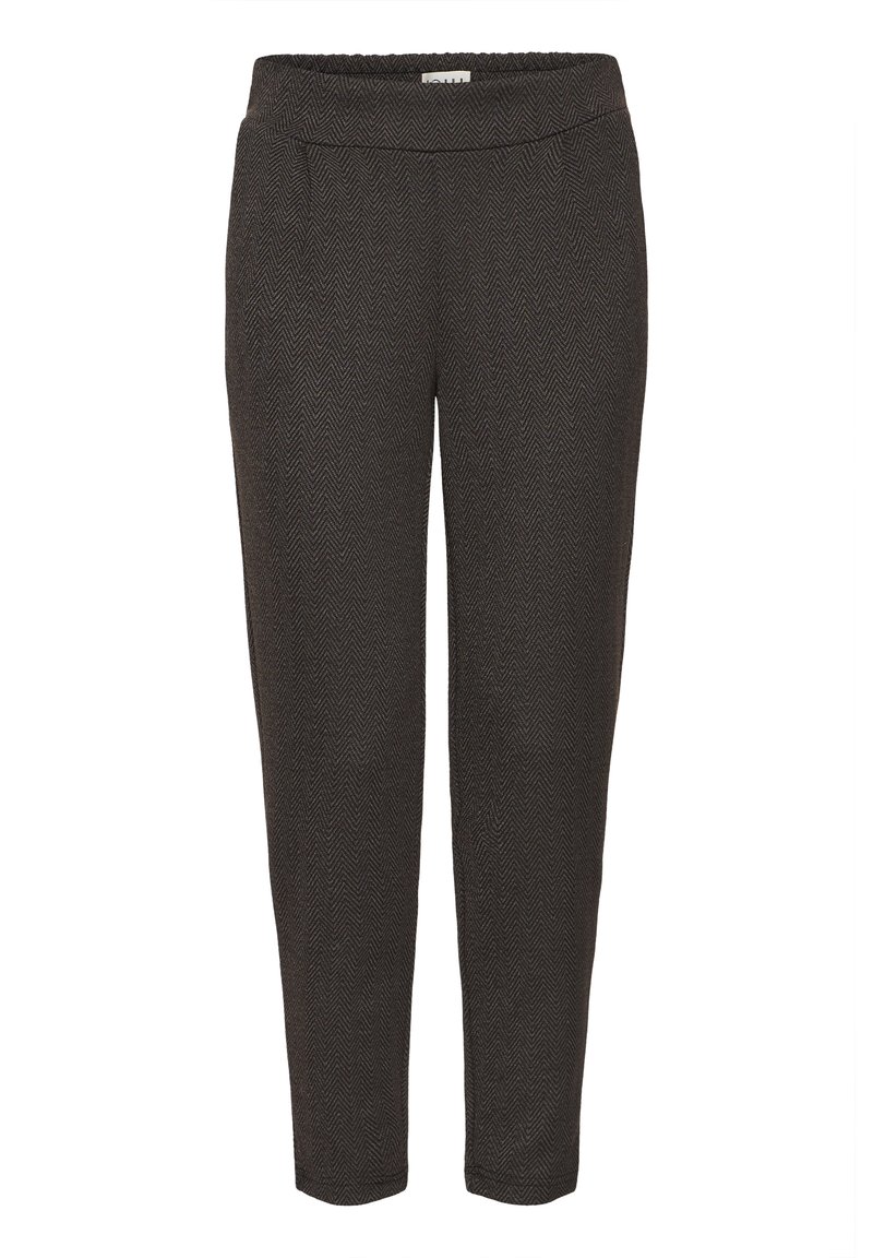 ICHI IHKATE JACQUARD PA8 - Stoffhose - black brown herringbone/schwarz ...