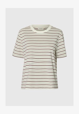 Selected, SLWESSENTIAL SS STRIPED BOXY TEE NOOS - T-Shirt print - tawny port