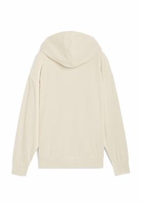 Cremefarvet hoodie lavet af ribbet stof, med en tætsiddende hætte, lange ærmer og en lige kant med ribbede manchetter og bærestykke.