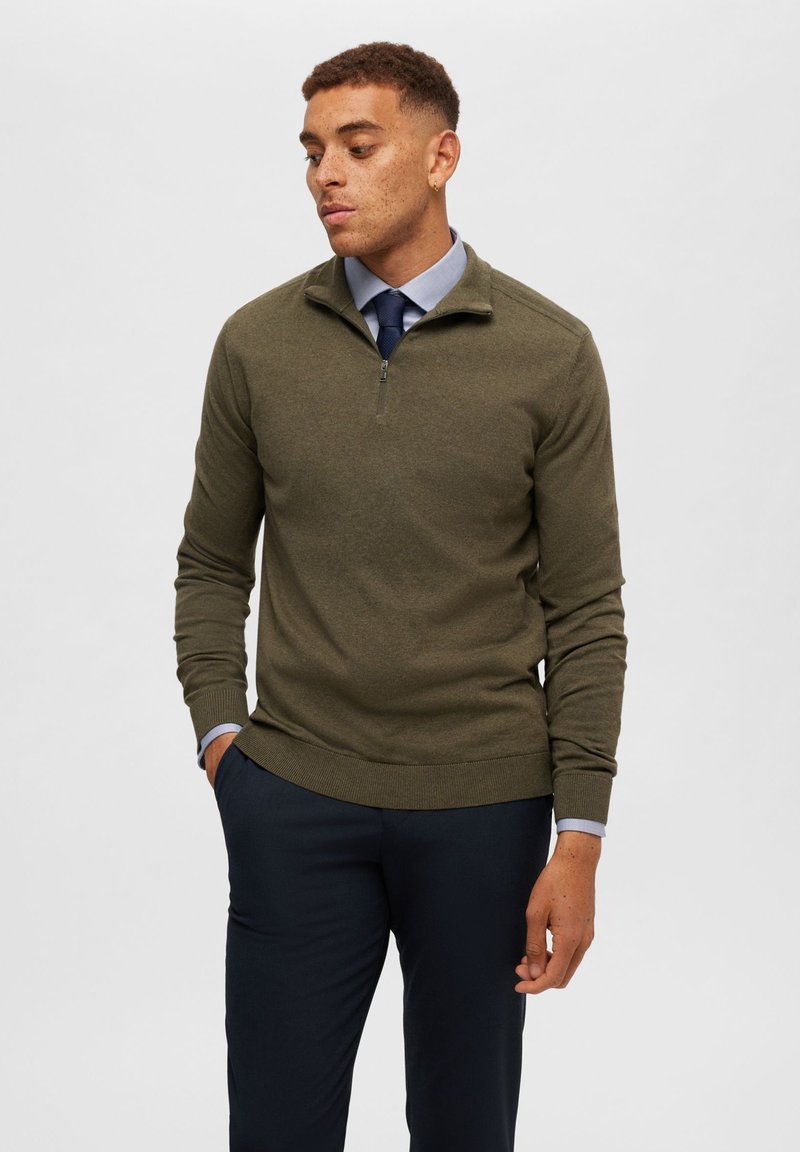 Selected Homme - SLHBERG HALF ZIP - Maglione - ivy green detail:melange, Ingrandire