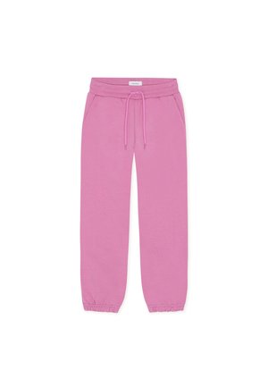 Ροζ άνετο παντελόνι φόρμας με ελαστική μέση, κορδόνι, πλαϊνές τσέπες και ελαστικά τελειώματα στους αστραγάλους.