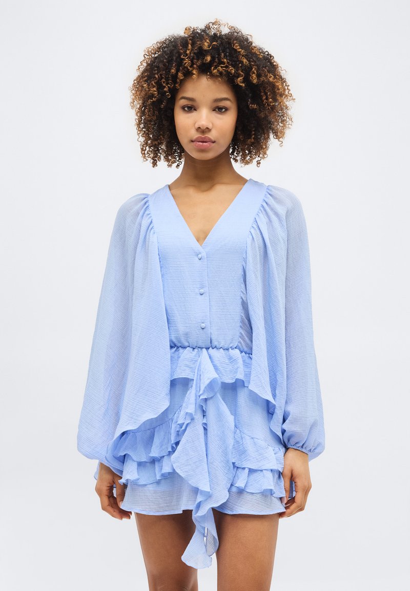 gina tricot blue dress BOHO MINI - Shirt dress making it an ideal Color:Whisper Blue Zen in Bloom Blue satin maxi dress fb-ads Cameron Blake Dress CB448
