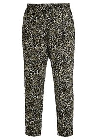 Losse broek met luipaardprint in tinten groen, zwart en beige, met een elastische tailleband en verstelbare koord. Katoenmengsel.