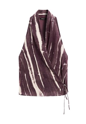 Massimo Dutti STRIPE PRINT CROSSOVER HALTER - Top - lilac