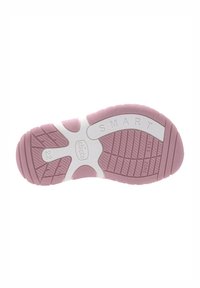 Suola di scarpa in gomma rosa con scanalature testurizzate, accenti bianchi e la scritta "SMART" e "FLEX ZONE" stampate in bianco. Taglia 22 indicata.