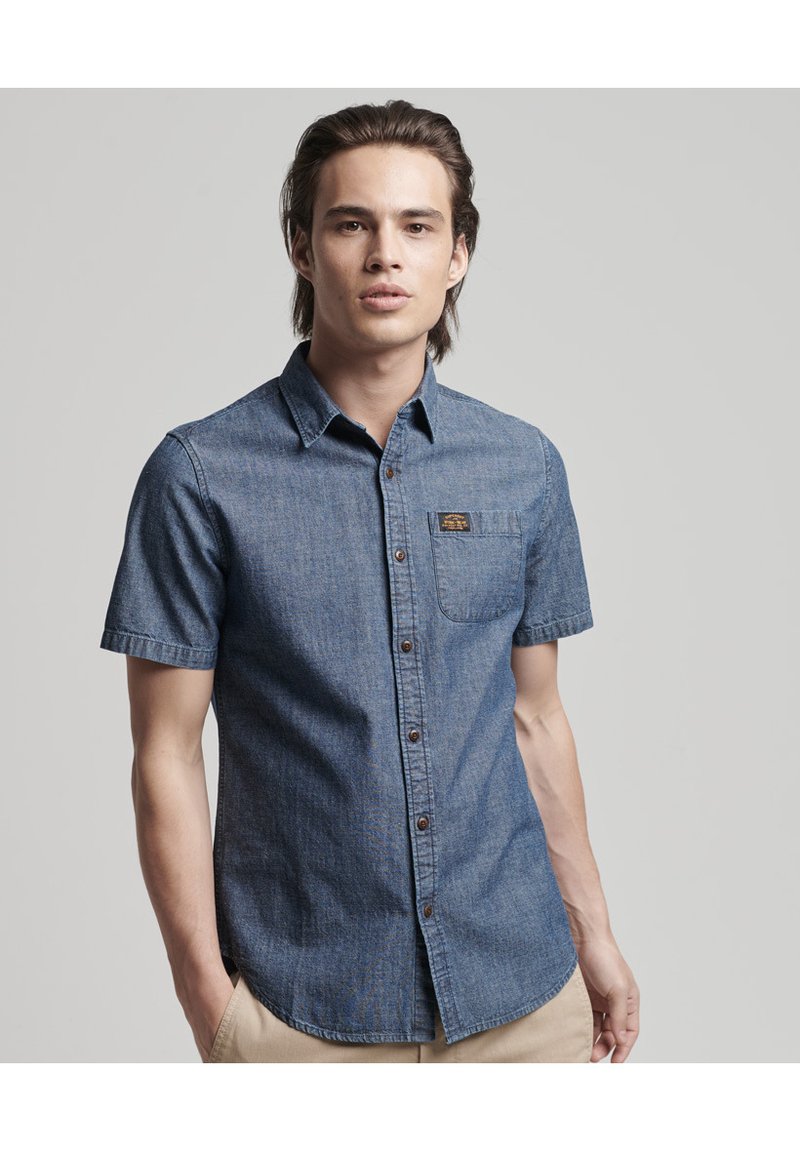 Superdry VINTAGE LOOM Shirt mid wash cross hatch/blue Zalando.de