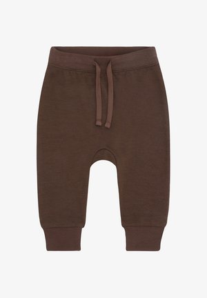 Braune Babypants mit elastischem Bund, Kordelzug, gerippten Bündchen und einem tiefer sitzenden Schritt-Design.