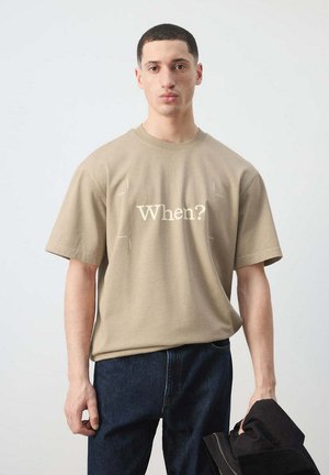 Mango ADULT - Camiseta estampada - beige