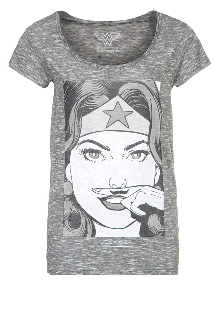 Eleven Paris WONDERWOMAN - Print T-shirt - grey/black denim - Zalando.co.uk