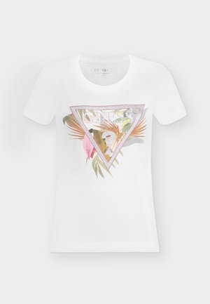 Guess, SS CN PALM TRIANGLE TEE - T-shirts print - pure white