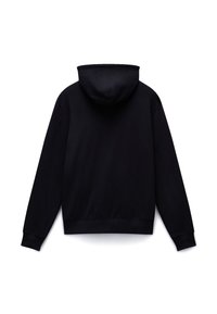 Crna majica s kapuljačom od mešavine mekanog pamuka, s prostranom kapuljačom, rebrastim manžetama i rubom te jednostavnim, bešavnim dizajnom stražnje strane.